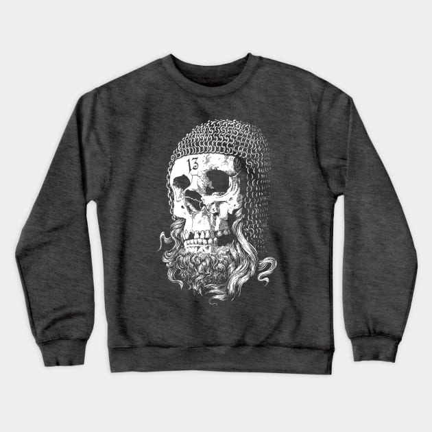 Templar Skull (white on background colour) Crewneck Sweatshirt by Artserge